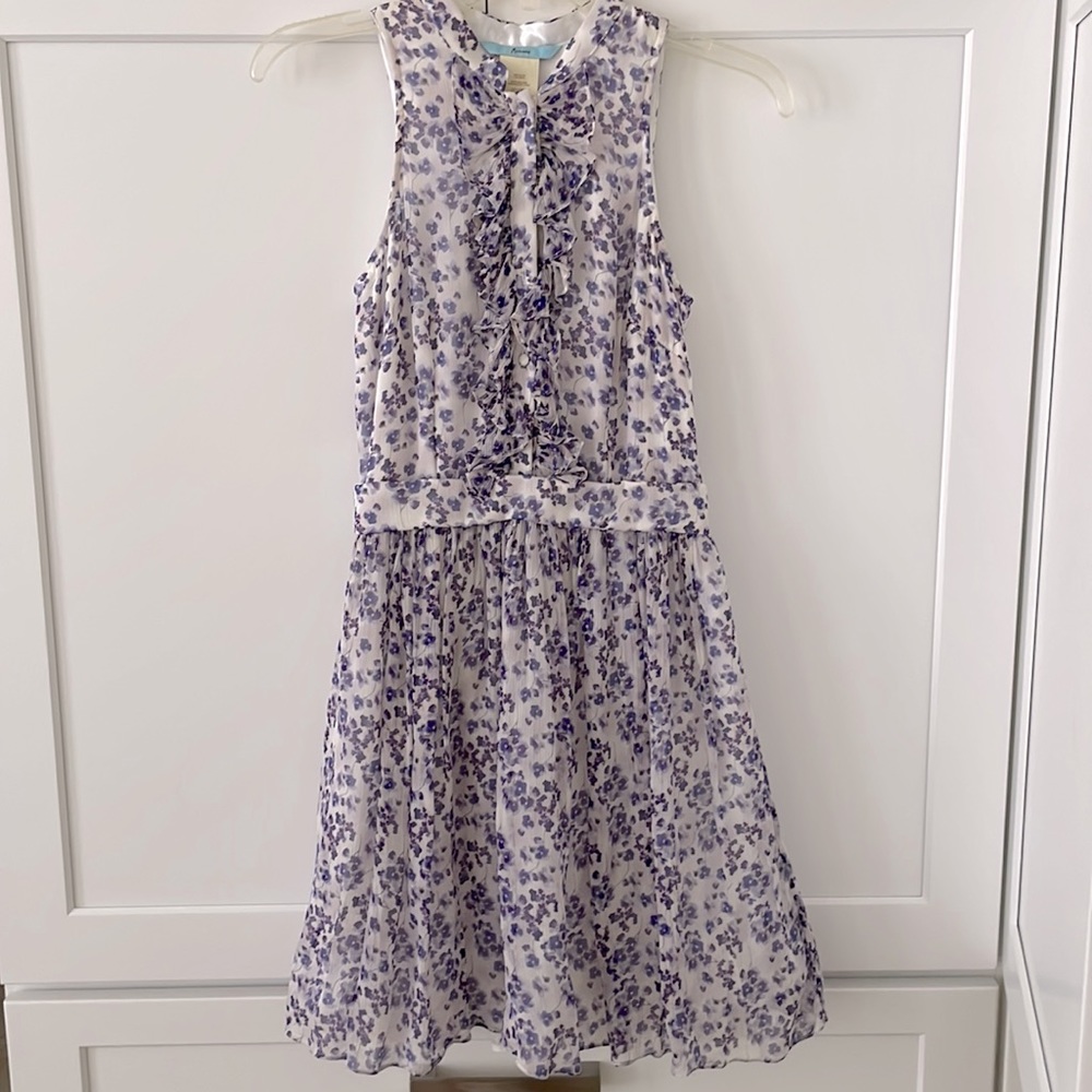 Marciano Lilac Print Floral Silk Mini Dress